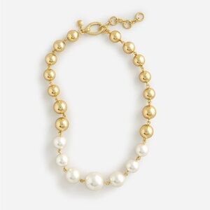 J. Crew Gold and White Beaded Necklace